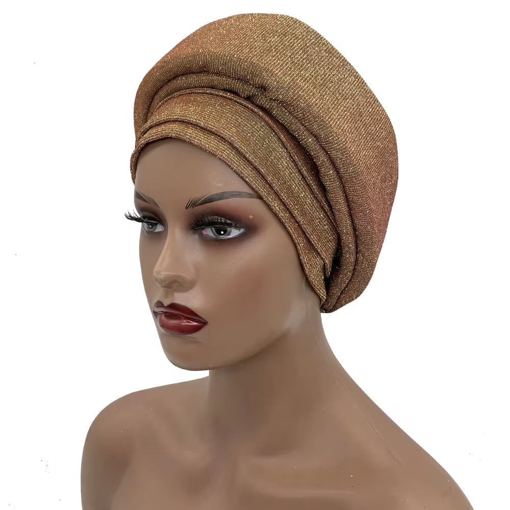 Glittering African Women'S Turban Cap Muslim Female Head Wraps