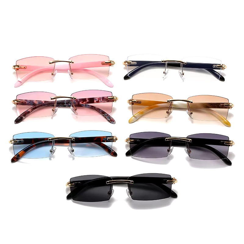 Buffalo Horn Sunglasses Rimless Square Luxury Designer White Black Buffs Sun Glasses Trendy Eyewear Gafas De Sol Hombre